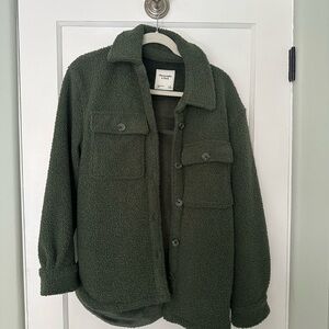 Abercrombie & Fitch Olive Green Sherpa Jacket